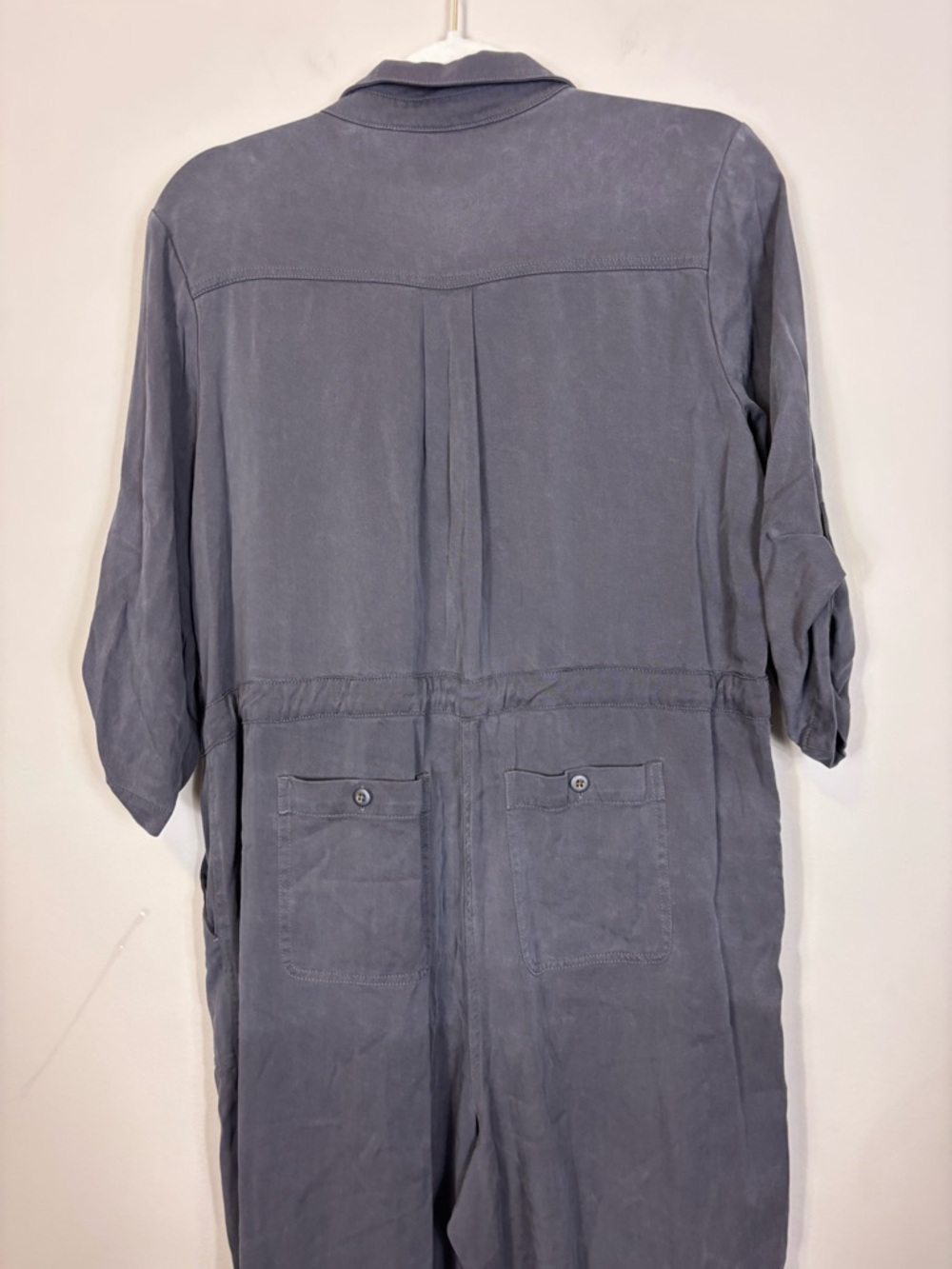Sundance Button-Front Collared Utility Jumpsuit - Charcoal Large - Picture 6 of 8